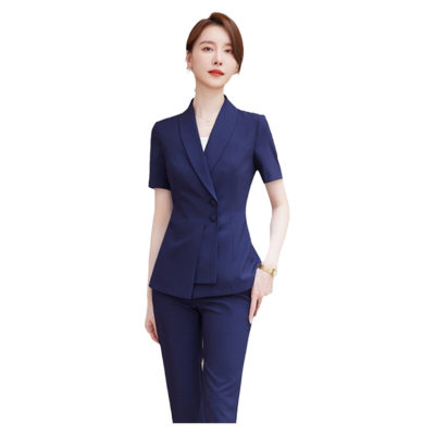 诗璐雅夏季西装套装女修身设计感