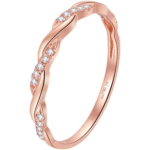 闪闪星光编织戒指纯18K玫瑰金彩金玥景麻花缠绕曲线女礼物戒指环