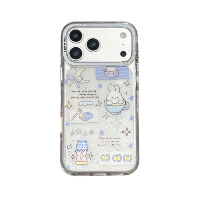 侧颜LEKAIKU星星屋茶杯小兔适用iphone苹果17promax可爱16pro卡通15男女包相机AI金属按键双层覆膜IMD手机壳