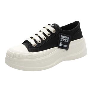 网面帆布鞋女2026新款春夏季透气老爹鞋百搭厚底增高休闲松糕单鞋