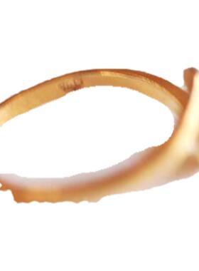 女士925纯银镀金波浪戒指可调节