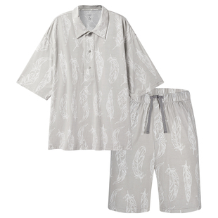 Nest Designs男士家居服男款短袖短裤睡衣休闲套装成人装