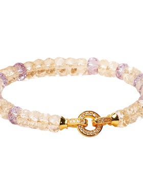 天然黄水晶手串招财转运手链女紫水晶切割面开智上岸送升学礼物