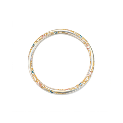 新中式国风珐琅描金足银闭口手镯