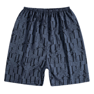 夏季薄款男士棉绸短裤沙滩裤人造棉大裤衩加肥加大绵绸家居裤睡裤