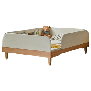 金多喜四边围栏儿童床卧室蒙氏儿童拼接床地台床榉木榻榻米带护栏