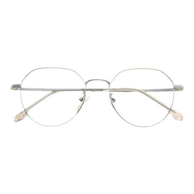 银色眼镜框镜架男女近视小脸型时尚潮复古多边形眼镜架轻款不规则