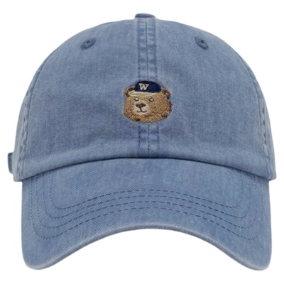 水洗棉小熊刺绣宽檐显脸小棒球帽