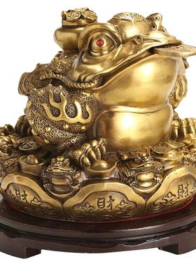 铜金蟾聚宝盆摆件客厅三足金蟾蜍