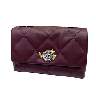 品牌撤柜时尚枣红色菱格链条包显贵气真皮质感包包精致单肩斜挎包