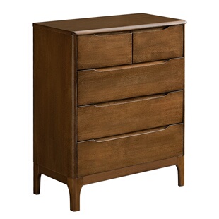 全友家居原木风橡胶木实木斗柜卧室抽屉柜床尾置物柜大容量储藏柜