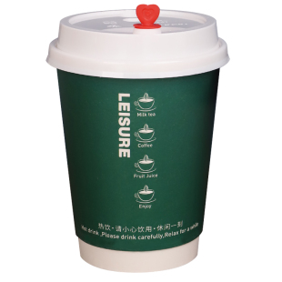 一次性加厚双层中空咖啡奶茶纸杯带盖隔热办公室茶饮热饮打包定制