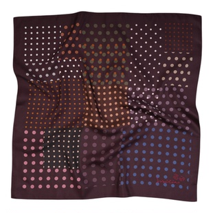 Weiliao 原创拼接波点方巾真丝围巾丝巾米白浆果深红色百搭