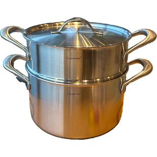 出德国chockmen卓德铭304不锈钢三层钢蒸锅汤锅炖锅直身无涂层24
