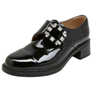 康莉商场同款厚底JK乐福鞋女25秋新款复古学院风方扣深口小皮鞋子