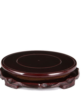 可旋转仿实木木质圆形底座 花盆鱼缸工艺品实木摆件花瓶奇石佛像