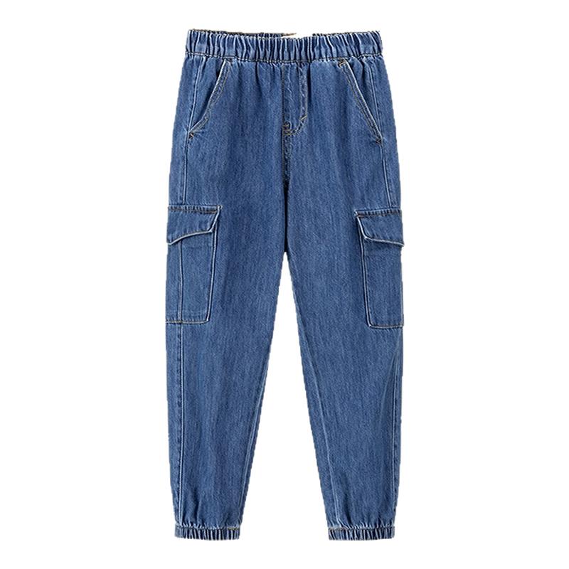 Levi's李维斯儿童工装束脚牛仔裤秋男女大童松紧腰青少年休闲长裤
