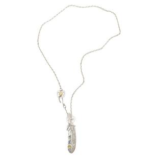 三沐饰家菊地健925纯银爪羽毛十字链林俊杰同款项链潮男女链银饰