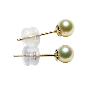 3.5天然海水akoya珍珠耳钉环18K金小敏家同款迷你小灯泡