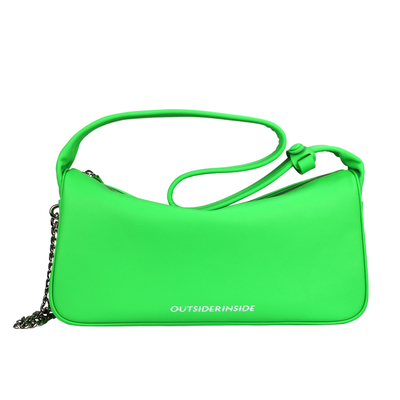 错位LOGO印花小牛皮链条波士顿包