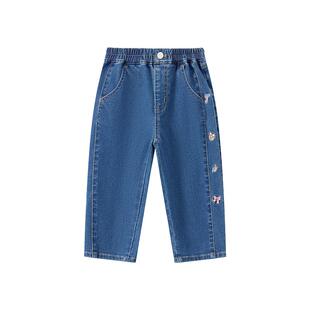 TeenieWeenie Kids小熊童装25年新款秋季女宝宝可爱刺绣牛仔长裤