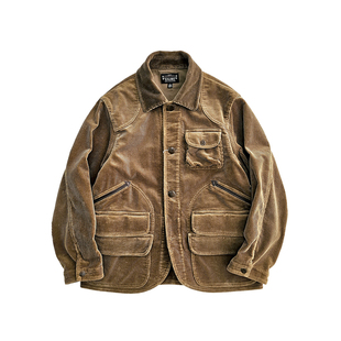 西里布灯芯绒猎装夹克重磅美式复古农场主渐变水洗西部外套非rrl