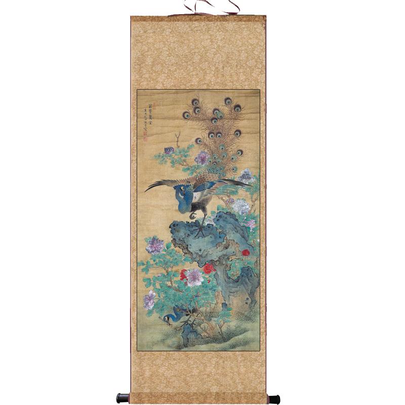 清代庐山三阳开泰白头荣贵花鸟画