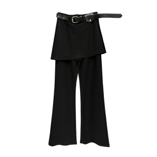 屁帘叠穿高级轻奢风微喇西装裤女春季遮胯裤裙一体假两件喇叭裤子