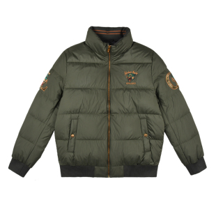 雷迪波尔旗下品牌古劳吉那诺2024秋冬新款烫钻刺绣立领厚羽绒服男