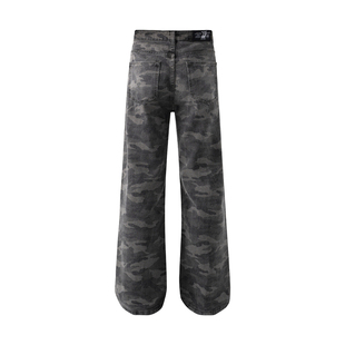 新因素美式复古基础迷彩牛仔裤男款高街工装宽松休闲直筒长裤子女