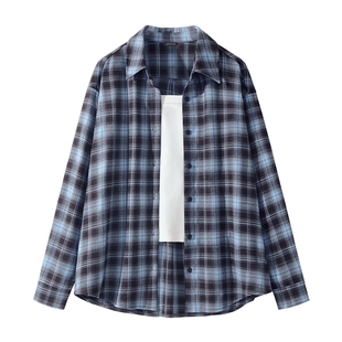 LB真维斯格子衬衫女春秋款2025新款美式复古衬衣女士时尚简约外套