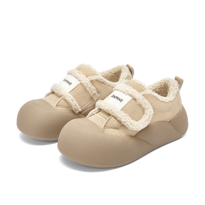 达芙妮加绒棉鞋厚底保暖面包鞋女