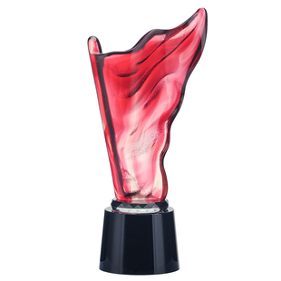 水晶红色琉璃红旗飘扬造型艺术创新奖杯党务工作个人颁奖留念