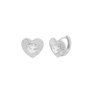 G/S莫妮卡 法式精致爱心锆石耳环耳饰银色镭射桃心休闲项链锁骨链