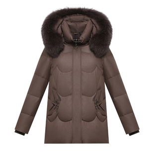 小个子妈妈羽绒服冬装狐狸毛领2025新款大码高贵中老年人厚外套女