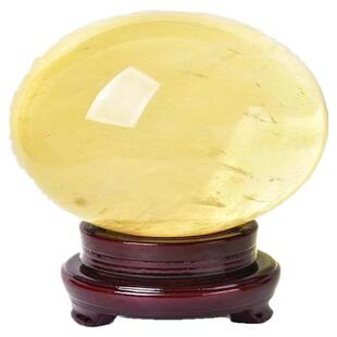 天然黄色水晶球熔炼水晶球原矿黄色摆件居家办公店铺纯手工打磨