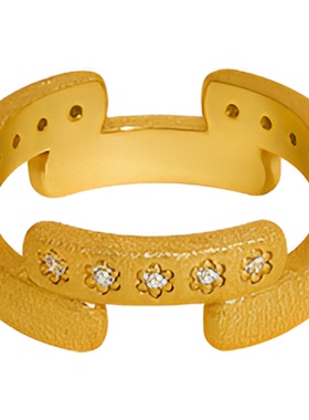 HERBE合璧 璀璨逐光戒指手工拉丝工艺手饰金色日常时尚百搭女款