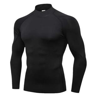 运动高领紧身衣男女健身服长袖弹力速干衣塑身篮球跑步训练打底衫