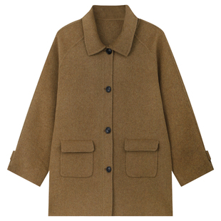 孙文秀STUDIO清潭洞学姐泡菜买手店韩系全手工双面呢羊毛大衣外套