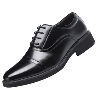 回力三接头皮鞋男士真皮保安系带男鞋三尖头皮鞋正装黑色休闲鞋子