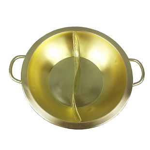 40黄铜双耳鸳鸯锅电磁炉专用铜锅家用火锅盆商用锅重庆老火锅四川
