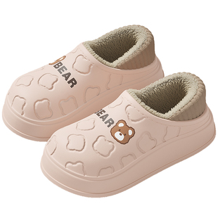 防水棉拖鞋女款秋冬季2025新款居家室内防滑加绒包跟月子棉鞋外穿