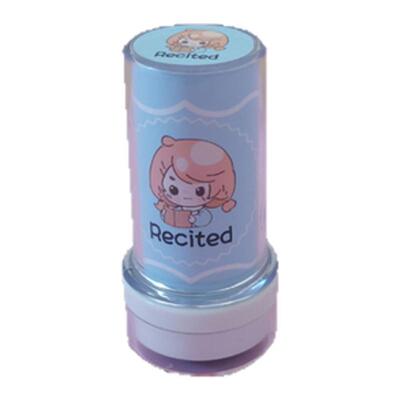 可爱女孩英语教师鼓励印章送印油