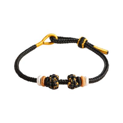 可穿黄金转运珠手绳编织手链手工红绳编绳半成品可穿珠diy手编绳