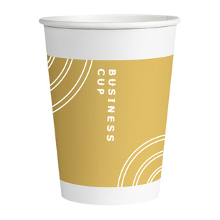 欣悦福金色商务一次性纸杯加厚加硬家用商用口杯茶水杯办公室杯子