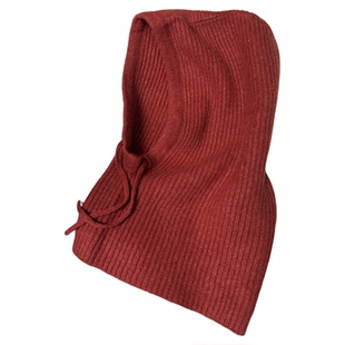 楠妈家 针织保暖女士羊绒抽绳脖套帽子两用羊绒围巾帽子一体围脖