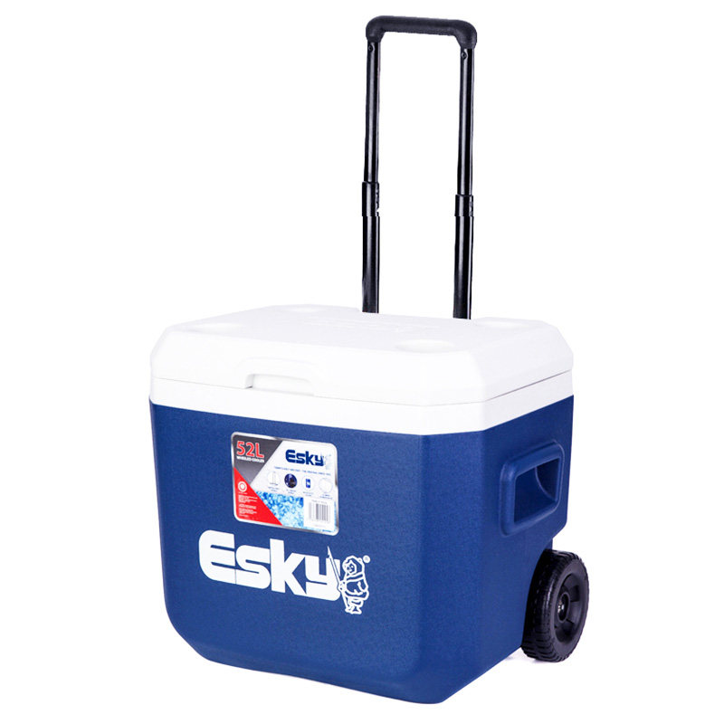esky户外保温箱冷藏箱车载食品保鲜箱商用摆摊带拉杆滚轮冰桶52L