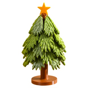 圣诞树隔热垫餐桌高级感摆件创意仿真树实木防烫锅垫折叠杯垫碗垫