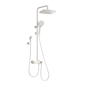 箭牌恒温花洒淋浴套装卫生间家用明装淋雨浴奶油风白色钢琴键花洒