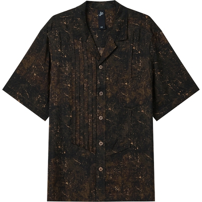 JDV商场同款男棕色印花短袖衬衫